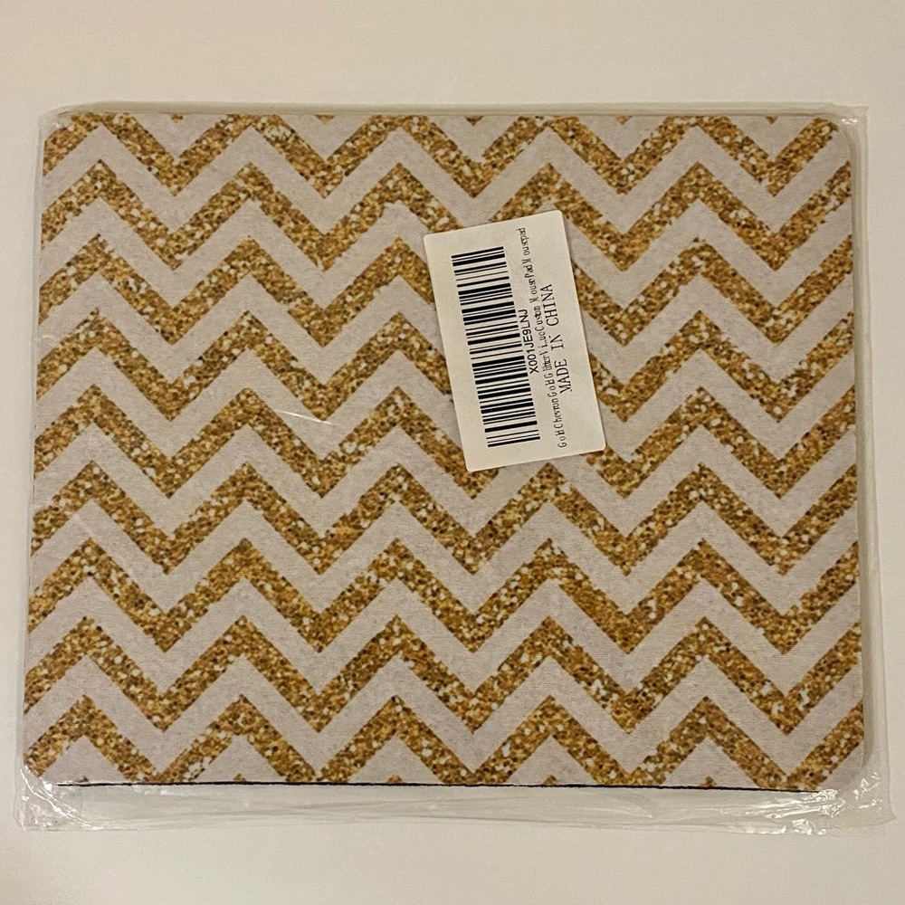 Chevron Gold Glitter Mouse Pad